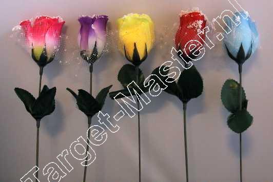 ONME  -  Bloemen  -  ROOS  -  Korte Steel  -  ASSORTIMENT KLEUR  -  met Witte Rand  -  10 stuks